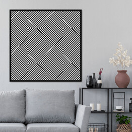 Plakat w ramie Mozaika z kwadratów w czarno białe linie