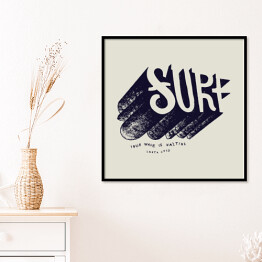 Plakat w ramie "Surf" - typografia w stylu vintage