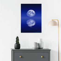 Plakat Księżyc odbijający się w morzu