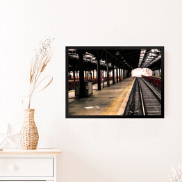Obraz w ramie Pociąg na stacji Hoboken w New Jersey