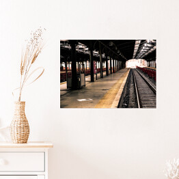 Plakat samoprzylepny Pociąg na stacji Hoboken w New Jersey