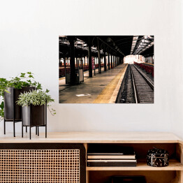 Plakat samoprzylepny Pociąg na stacji Hoboken w New Jersey