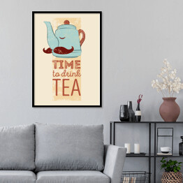 Dzbanek z napisem"Time to drink tea" - ilustracja