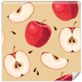 Tapeta w rolce Czerwone jabłka i plasterki jabłka
