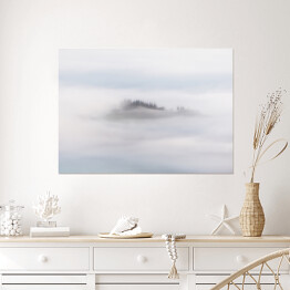 Plakat samoprzylepny Poranna mgła nad lasem