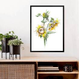 Obraz w ramie Mały bukiet słoneczników - akwarela