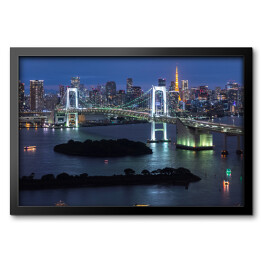 Obraz w ramie Panorama most nocą, Tokio, Japonia