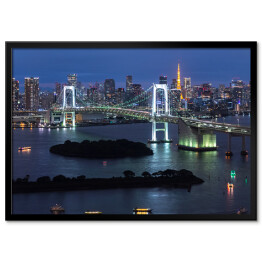Plakat w ramie Panorama most nocą, Tokio, Japonia