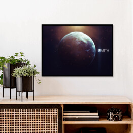 Plakat w ramie Ziemia - planeta Układu Słonecznego w blasku światła