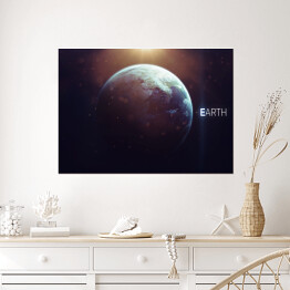 Plakat Ziemia - planeta Układu Słonecznego w blasku światła