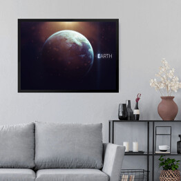 Obraz w ramie Ziemia - planeta Układu Słonecznego w blasku światła