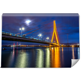 Fototapeta winylowa zmywalna Most wiszący nad Wisłą w Gdańsku nocą