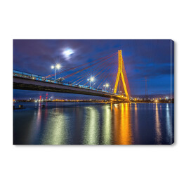 Obraz na płótnie Most wiszący nad Wisłą w Gdańsku nocą