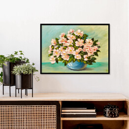 Obraz olejny - wiosenne kwiaty w wazonie na płótnie