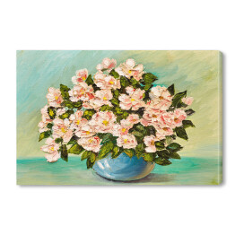 Obraz na płótnie Obraz olejny - wiosenne kwiaty w wazonie na płótnie