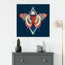 Plakat samoprzylepny Kolorowy motyl na niebieskim tle