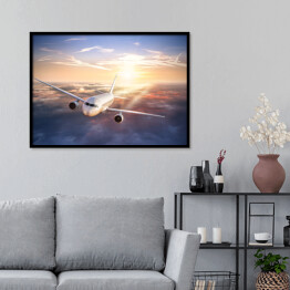Plakat w ramie Lot samolotem nad chmurami