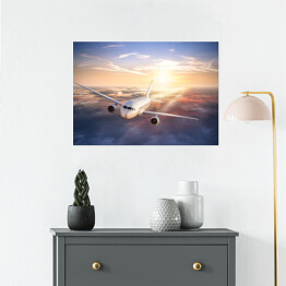Plakat samoprzylepny Lot samolotem nad chmurami