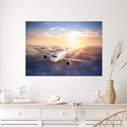 Plakat Lot samolotem nad chmurami