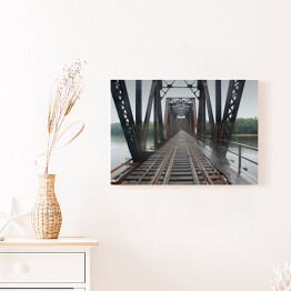Obraz na płótnie Żelazny most kolejowy nad rzeką
