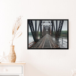 Obraz w ramie Żelazny most kolejowy nad rzeką
