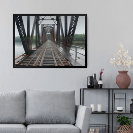 Obraz w ramie Żelazny most kolejowy nad rzeką