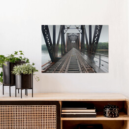 Plakat samoprzylepny Żelazny most kolejowy nad rzeką