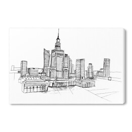 Obraz na płótnie Panorama Warszawy - szkic na białym tle