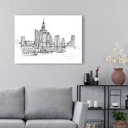 Obraz na płótnie Panorama Warszawy - szkic na białym tle