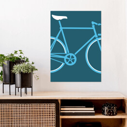 Plakat Niebieski rower na granatowym tle