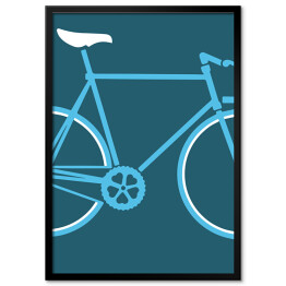 Plakat w ramie Niebieski rower na granatowym tle