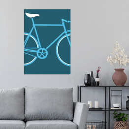 Plakat samoprzylepny Niebieski rower na granatowym tle