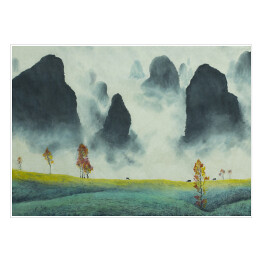 Plakat samoprzylepny Krajobraz gór w Chinach