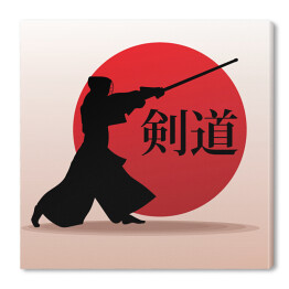 Samuraj na czerwonym tle