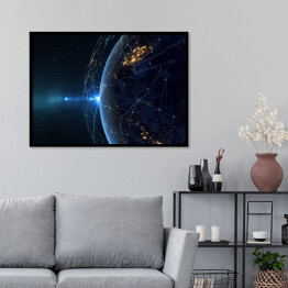 Plakat w ramie Ziemia w nocy z perspektywy kosmosu 
