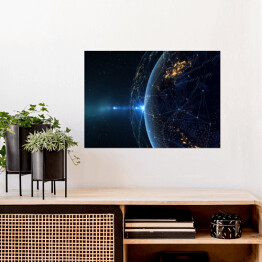 Plakat samoprzylepny Ziemia w nocy z perspektywy kosmosu 
