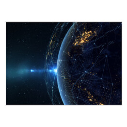 Plakat samoprzylepny Ziemia w nocy z perspektywy kosmosu 
