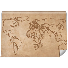 Fototapeta winylowa zmywalna Mapa świata na starym kawałku papieru - granice państw