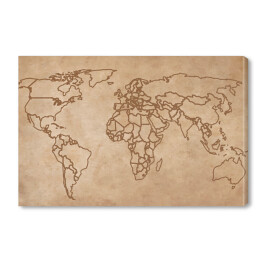 Obraz na płótnie Mapa świata na starym kawałku papieru - granice państw