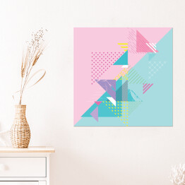 Plakat samoprzylepny Różowe i błękitne trójkąty