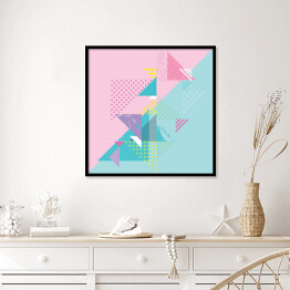 Plakat w ramie Różowe i błękitne trójkąty