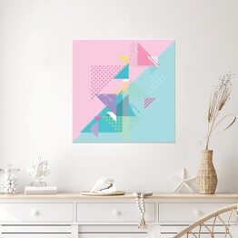 Plakat samoprzylepny Różowe i błękitne trójkąty
