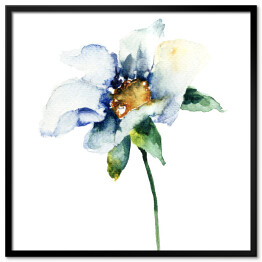 Plakat w ramie Dekoracyjny błękitny kwiat na jasnym tle