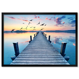 Plakat w ramie Przebudzenie wiosny nad jeziorem w pastelowych barwach