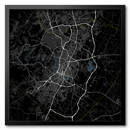 Obraz w ramie Czarno-biała mapa miasta Austin, Texas