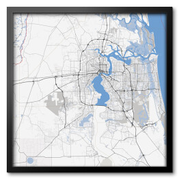 Obraz w ramie Mapa miasta Jacksonville, Floryda