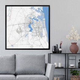 Obraz w ramie Mapa miasta Jacksonville, Floryda