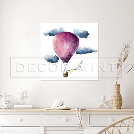 Plakat samoprzylepny Fioletowy balon na gorące powietrze