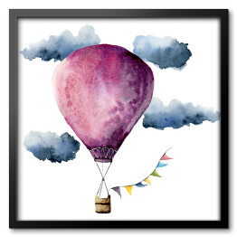 Obraz w ramie Fioletowy balon na gorące powietrze
