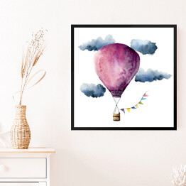 Obraz w ramie Fioletowy balon na gorące powietrze